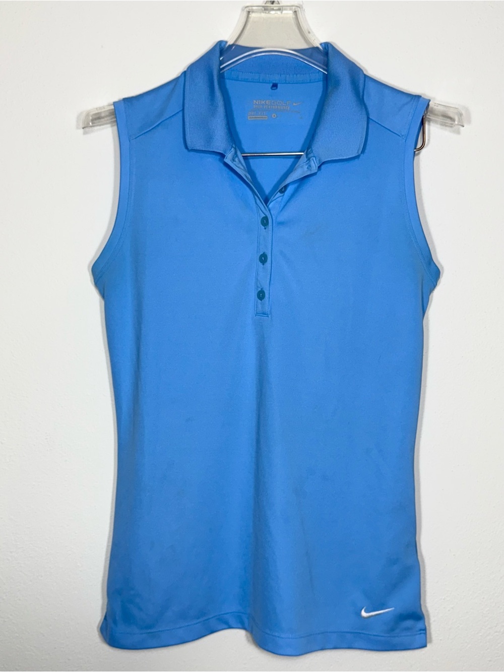 Nike Golf Dri-Fit Tour Performance Sleeveless Polo Shirt Blue Size Small